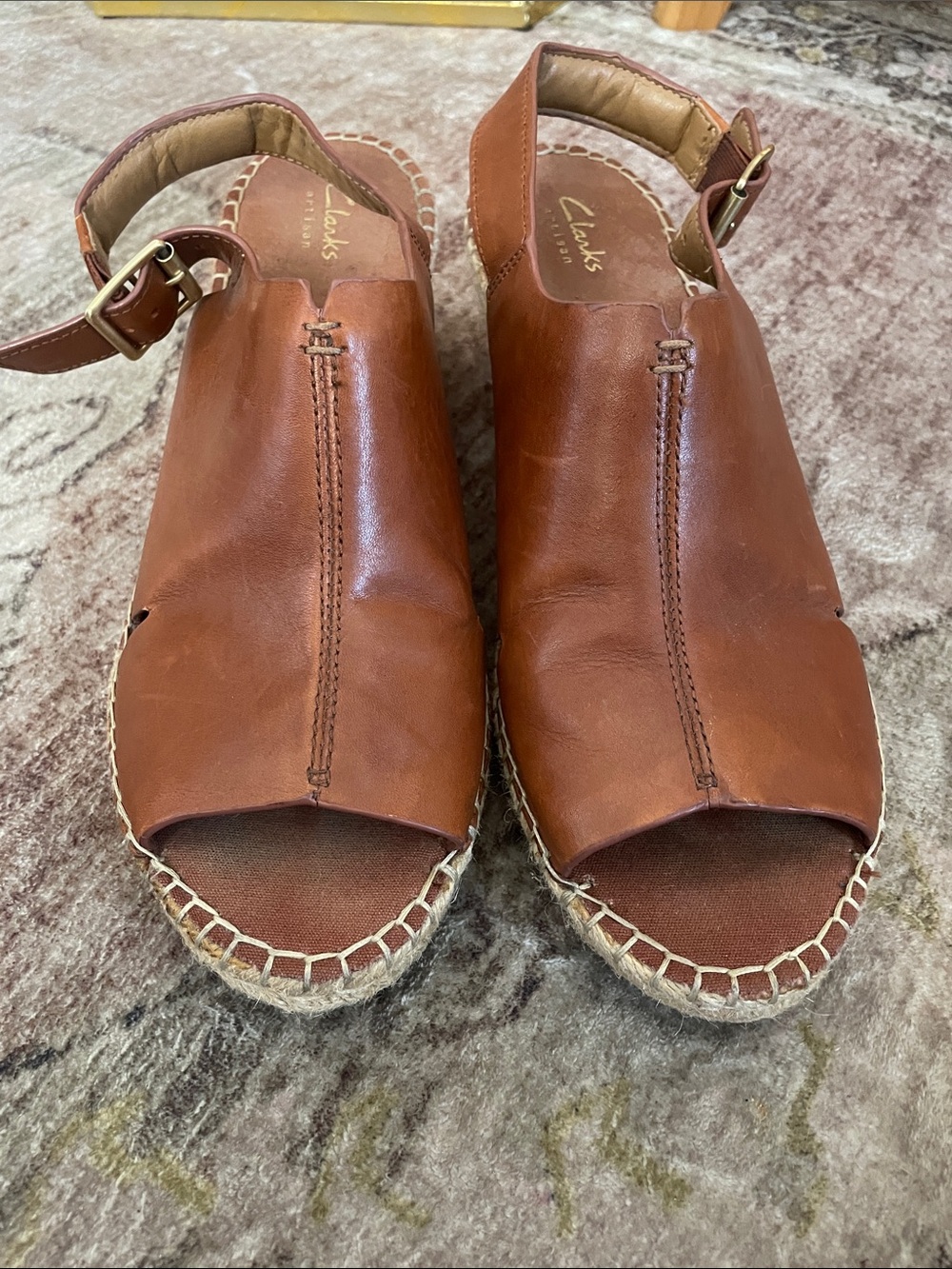 Clarks Women’s Brown Leather Espadrille Slingback Sandals